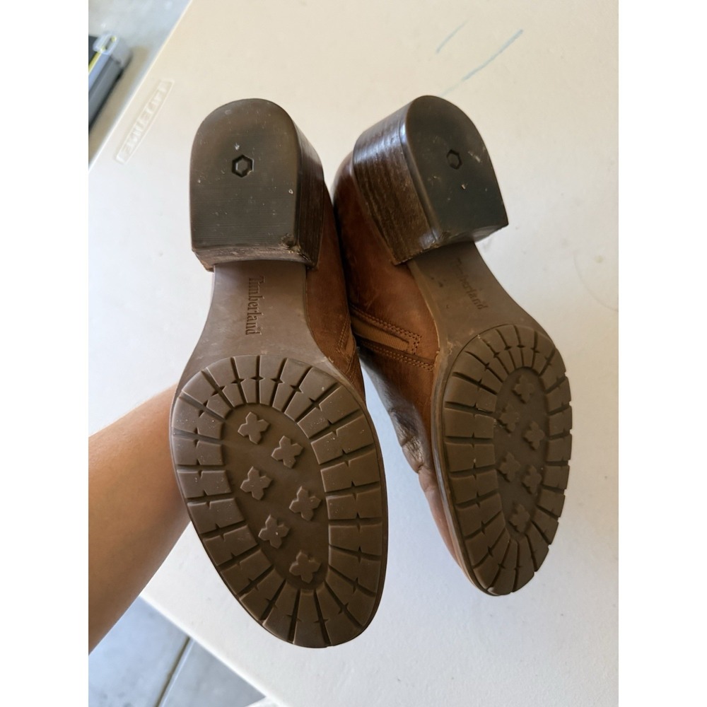 TIMBERLAND Sz 8 A1YHW BROWN Zipper Ankle Boots LEATHER - Picture 8 of 9